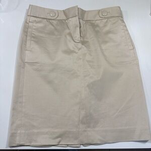 J. Crew Beige Pencil Skirt with Buttoned Waist